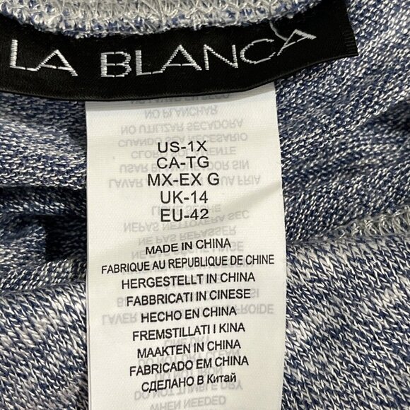 La Blanca Palazzo Pant Womens 1X Heathered Blue Wide Leg Pull On Cover‎ Up Beach - Picture 9 of 10